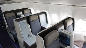 Swanky seats in the new flydubai business class cabin on the 737MAX fleet
