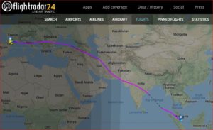 The normal delivery routing from Toulouse to Singapore runs roughly 12 hours.