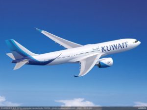 The A330-800 rendered in the Kuwait Airways livery