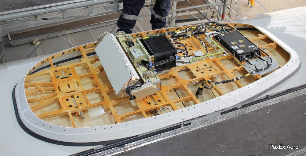 The JetWave antenna system being installed on a Lufthansa A321