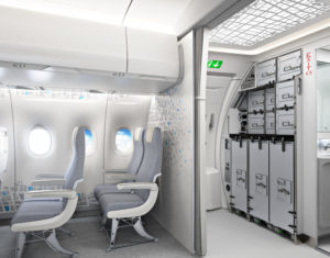The new Diehl Aerospace SKYPAX aft galley lav combo is cramped, as expected, but offers a couple improvements over the competing Space-Flex v2 solution