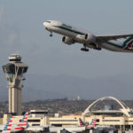 An Alitalia jet departing LAX