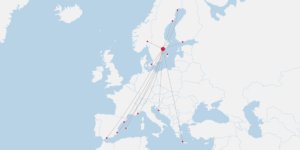 Stockholm sees a route network focused almost entirely on beach hotspots
