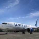 The first United Airlines 737-8 painted in the company livery, shortly before delivery