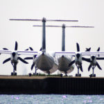 Porter Air Q400s lined up at Billy Bishop International Airport in downtown Toronto