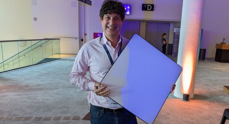 The Starlink antenna panel is small and light, while promising high speed internet service on airplanes.