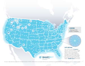 The SmartSky air-to-ground tower map providing nationwide coverage
