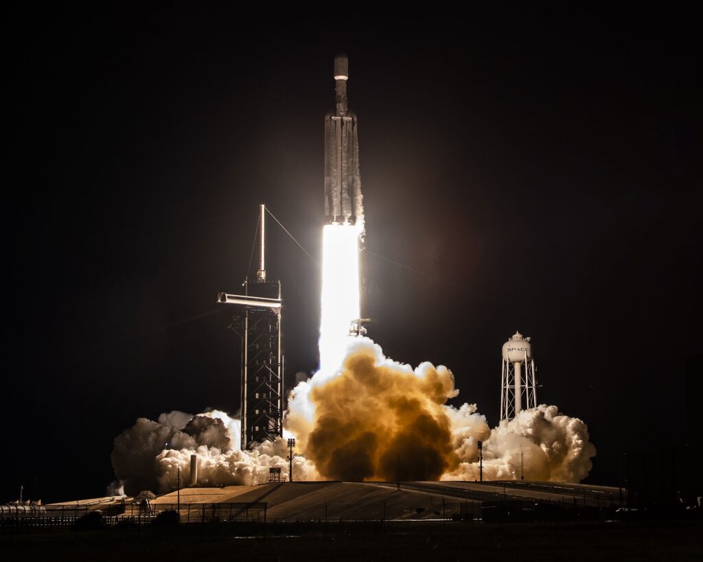 ViaSat-3 launches on a Falcon Heavy on 30 April 2023 (Image via Viasat)