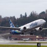 Alaska Airlines' first 737 MAX 8 performs a test flight prior to its delivery to the airline (image via Alaska Airlines)