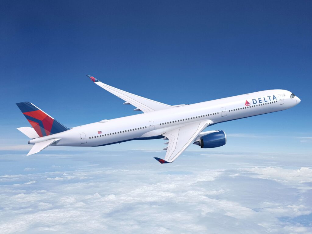 Rendering of the A350-100 in Delta's livery (image via Airbus)