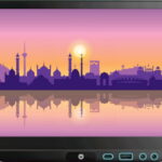 Rendering of an Indian skyline on a Thales IFE screen