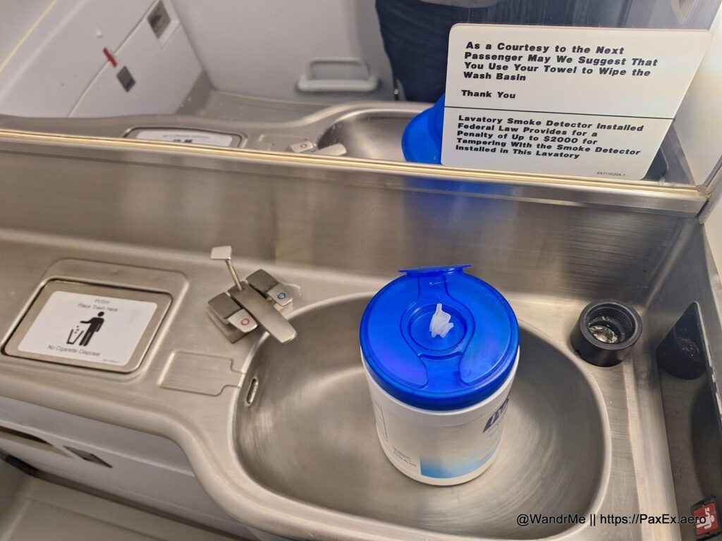 tub of cleaning wipes in the sink