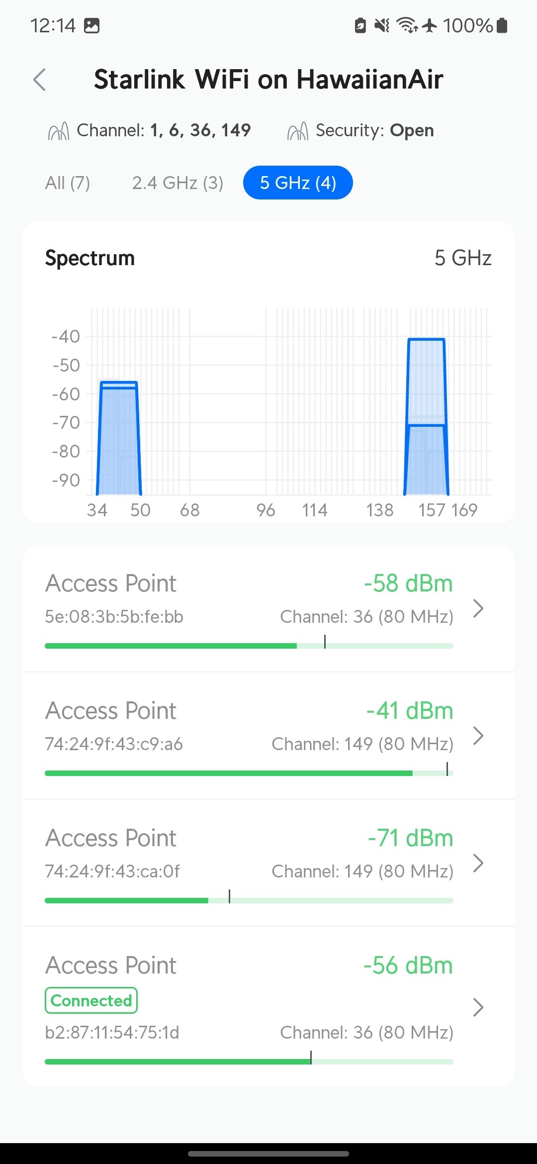 starlink-hawaiian-access-points-signal-strength Multiple Starlink networks on board Hawaiian Airlines, though only noticeable if one goes digging for it