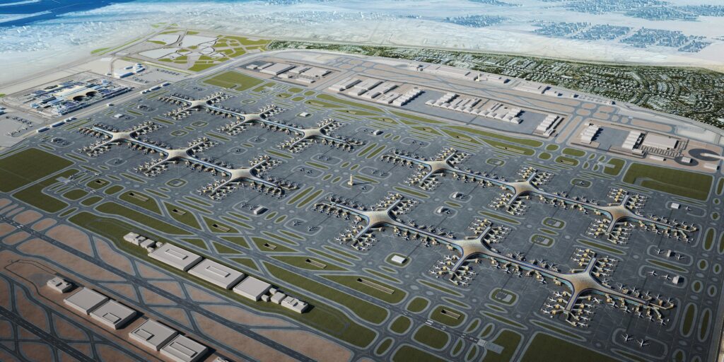 The 2018 rendering of plans for DWC (image via Government of Dubai Media Center)
