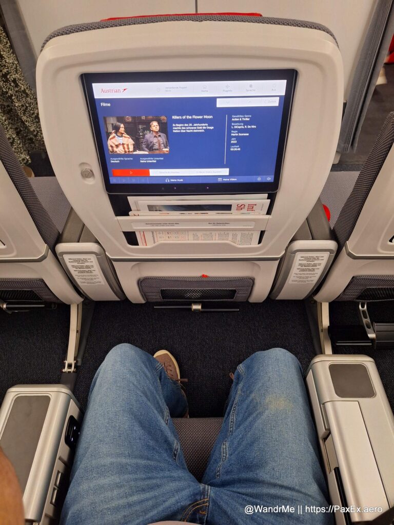 Seated in a middle seat of the premium economy cabin on Austrian's first 787