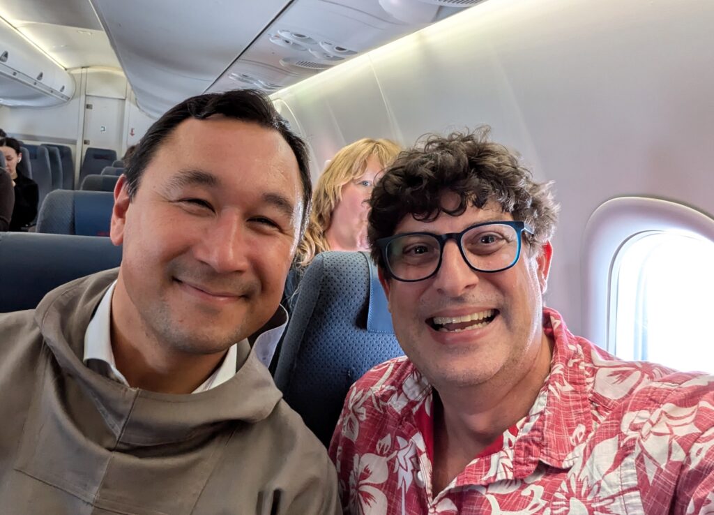 Yes, I wore Air Greenland colors for the inaugural flight from Iqaluit to Nuuk. And the on-board conversation with Chairman Malik Olsen was very informative.