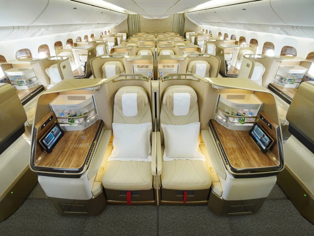 Emirates' new business class cabin on the 777 fleet (image via Emirates)