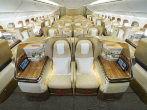 Emirates' new business class cabin on the 777 fleet (image via Emirates)