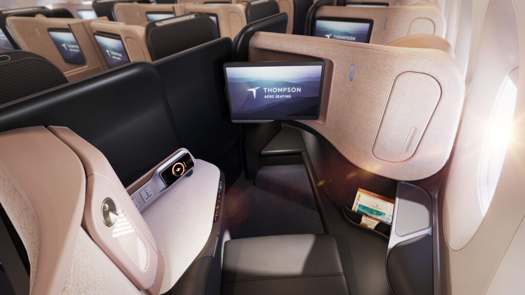 The outboard seats in the herringbone layout, and with the privacy doors installed