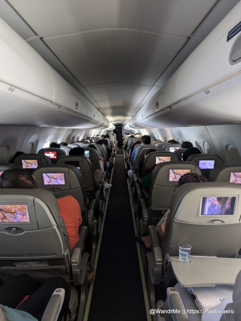 A mostly full flight, but no issues with the swap from the E2 to the smaller E1