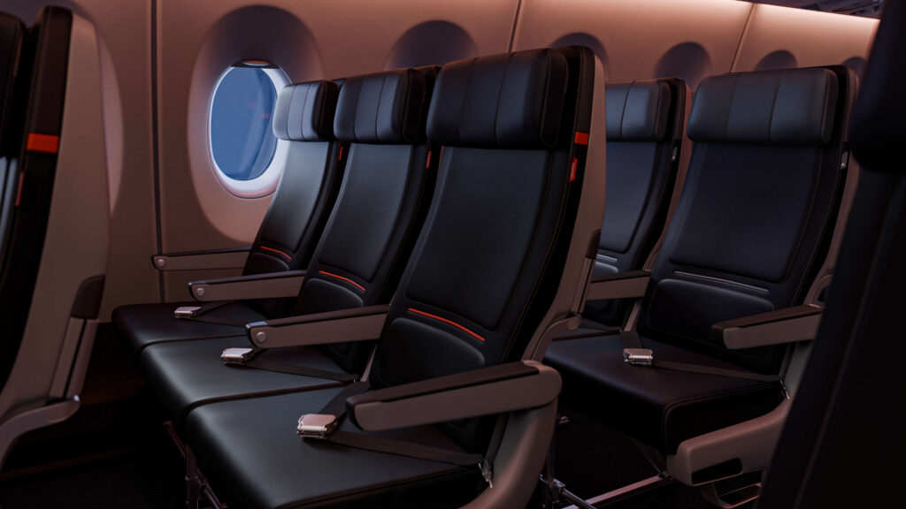 The new Delta interiors stretch to the back half of the plane as well (image via Delta)