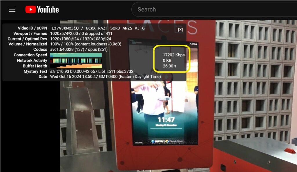 YouTube performance was high quality on both GEO and LEO (this was a GEO test)