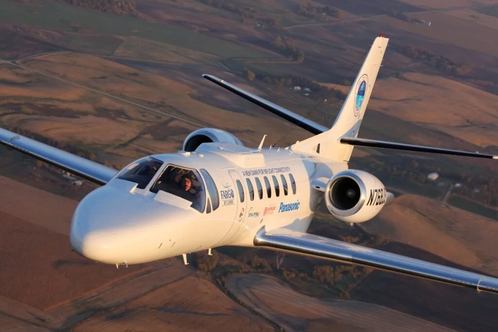The Citation Panasonic Avionics is using for flight testing the multi-orbit IFC constellation (image via Stellar Blu)