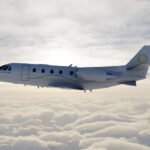 A Citation 560XL, flying with the Starlink antenna on board (Image via Textron)