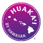 gradient purple logo for Huaka'i by Hawaiian, including a map of the state