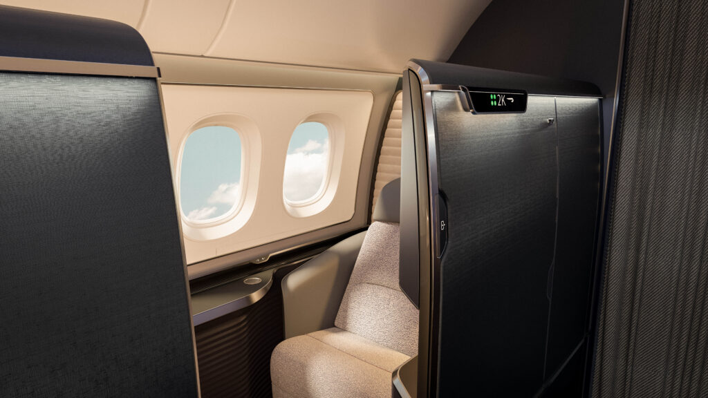 Window seats will have push-button controls for blinds in their three windows.