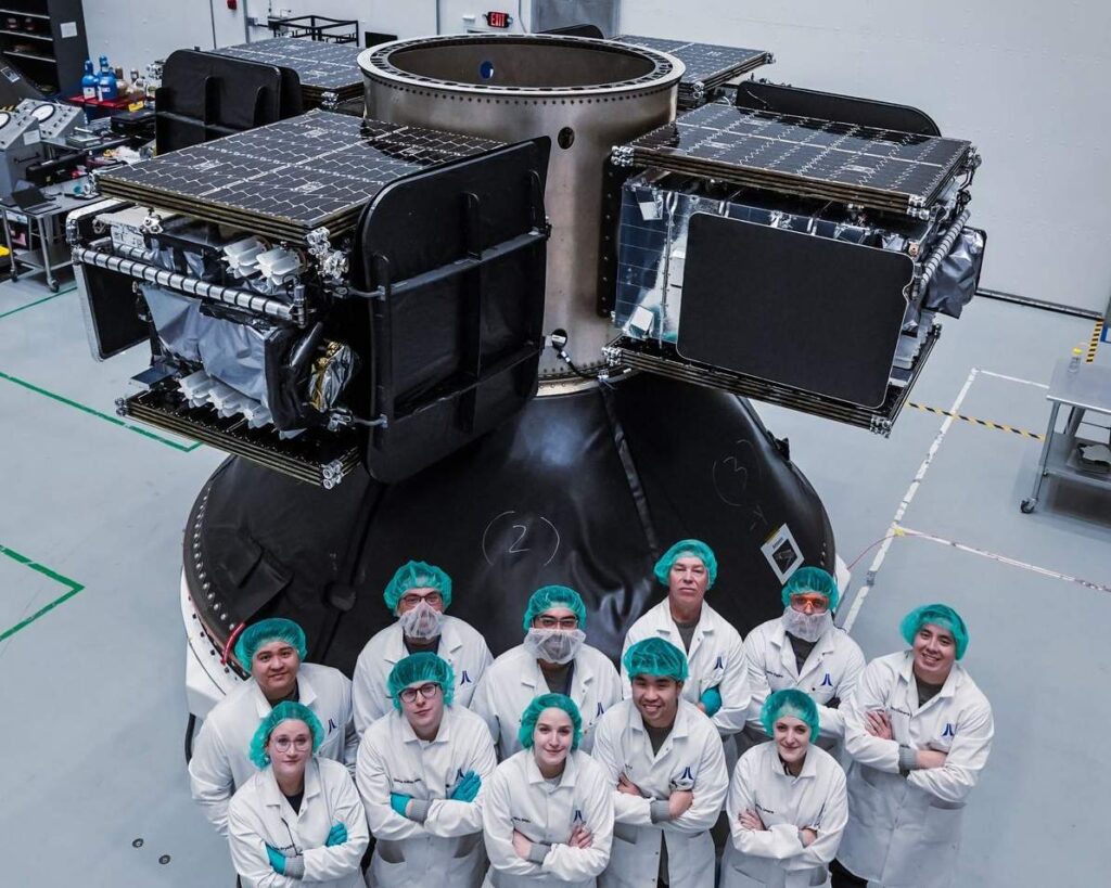 The four Astranis satellites prepared for launch (image via Astranis)