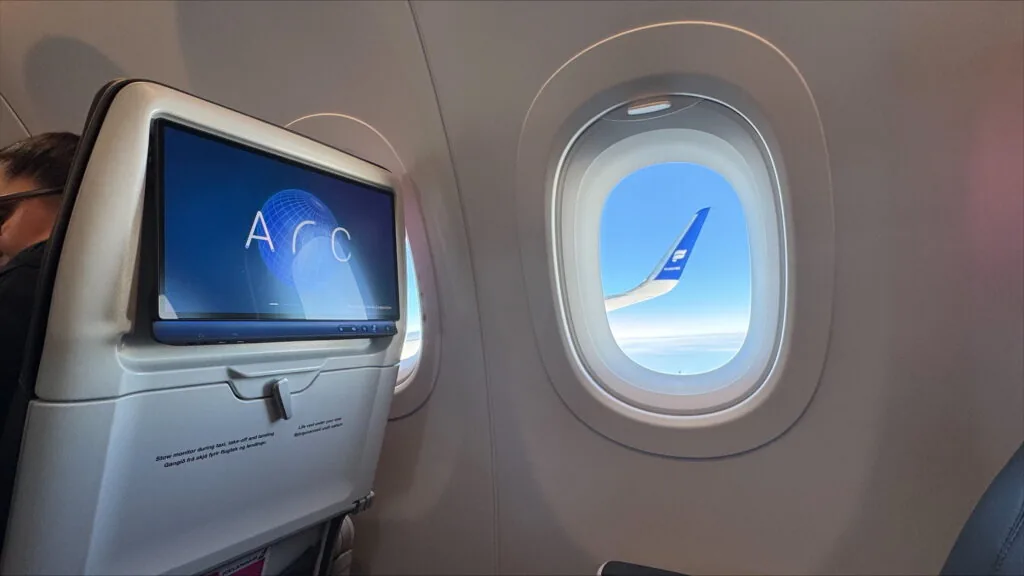 The Astrova IFE screen installed on an Icelandair A321LR