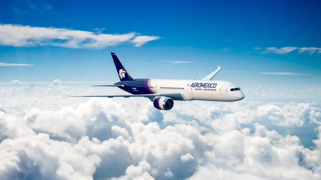 An Aeromexico 787 above the clouds