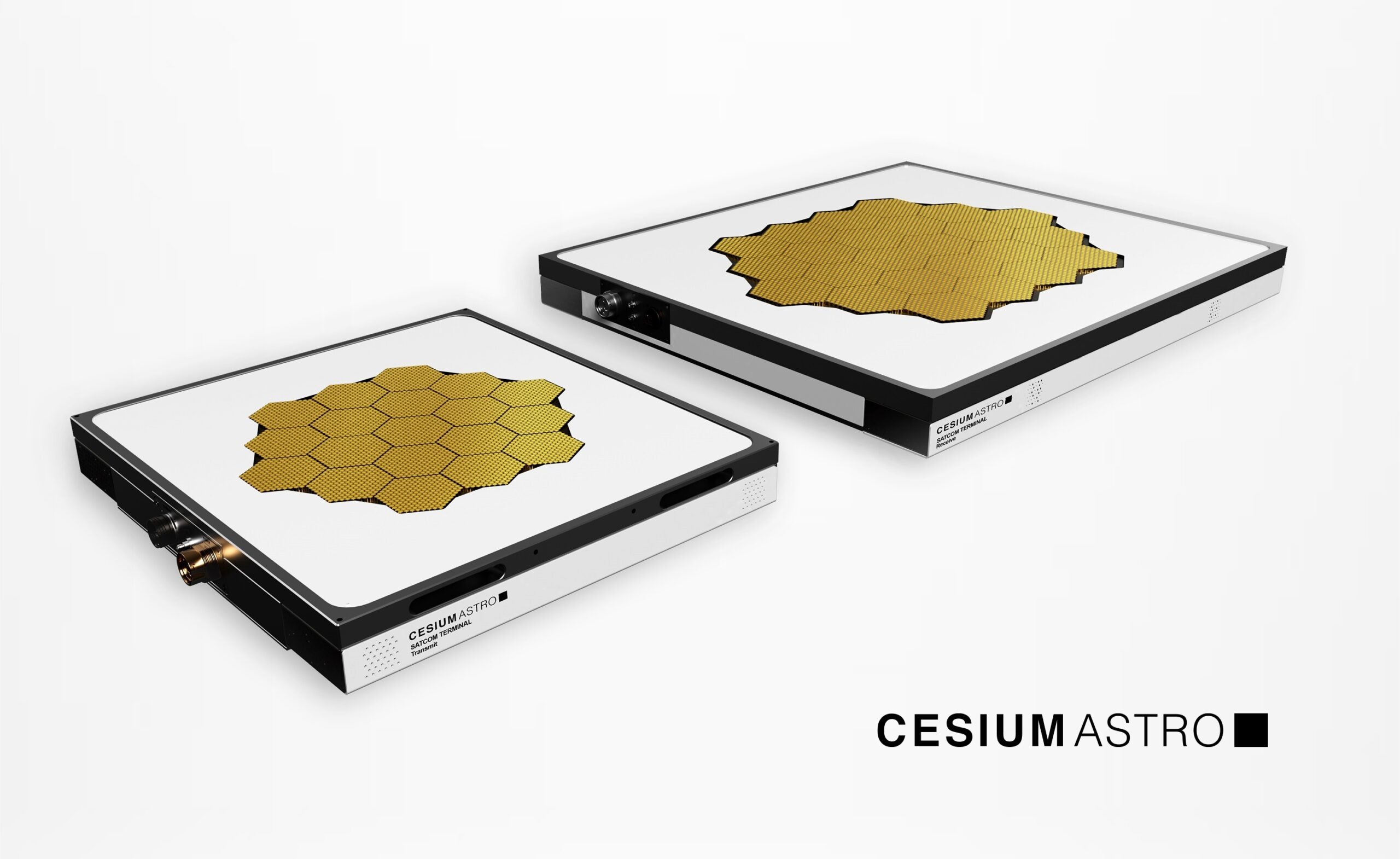 cesiumastro-skylark-terminal-mockup A rendering of the CesiumAstro transmit and receive panels for the company's Skylark ESA offering