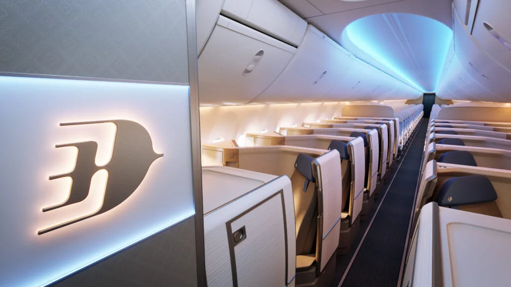 A rendering of the entryway and premium cabin section on Malaysia Airlines' upcoming MAX 10 fleet
