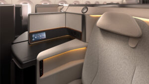 Details of the updated seat controls in the Recaro R7 business class seat