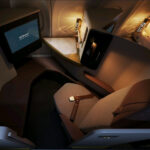 Extra space and extra privacy - thanks to the mini-suite door- are part of the bulkhead row boost for the Etihad A321LR first class seat.