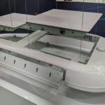 The exploded view version of the Intelsat/Sidewinder terminal was on display at AIX; the version that flies on Boeing planes is likely to be a bit different