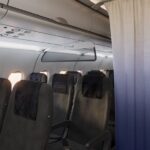 A curtain separating the business class cabin from the rest of the passengers