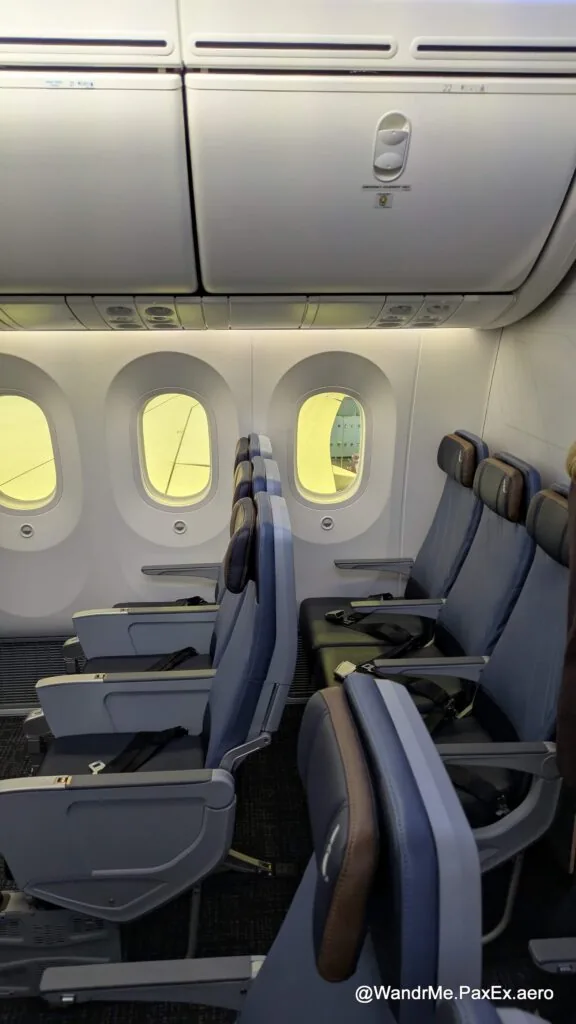 Limited stowage and no recline make row 22 less than ideal, though the mini-cabin effect is nice