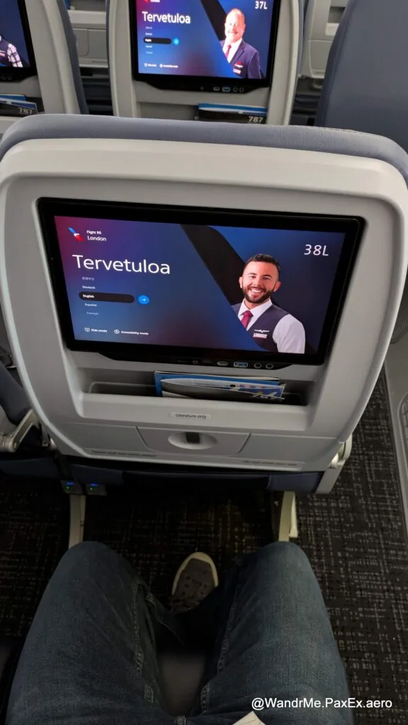 Even the very last row on the plane has decent pitch (plus a bit of extra space between the seats and the sidewall)
