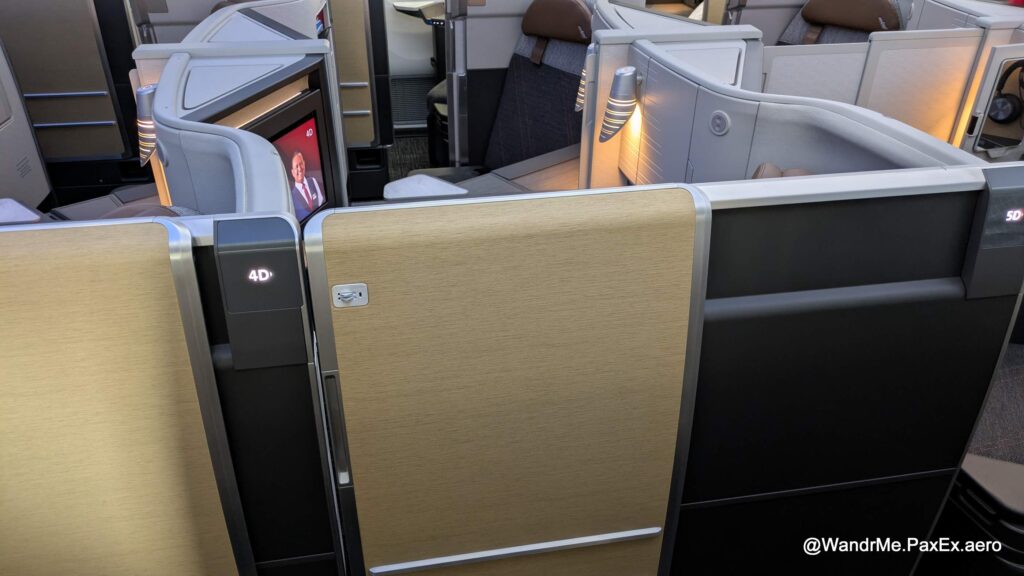 The privacy doors in action on American's new Flagship Business Class cabin (including a tiny gap, even when fully extended)