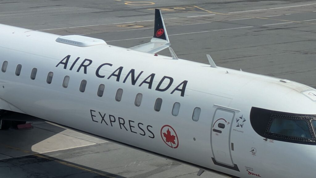 looking down on an Air Canada Express CRJ-900 with the new ESA hardware installed