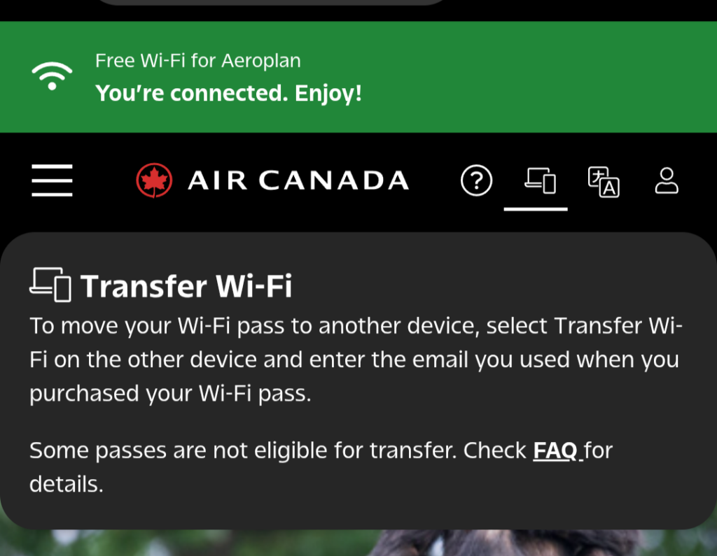 The login portal explains that users can transfer their service to a different device by logging in anew