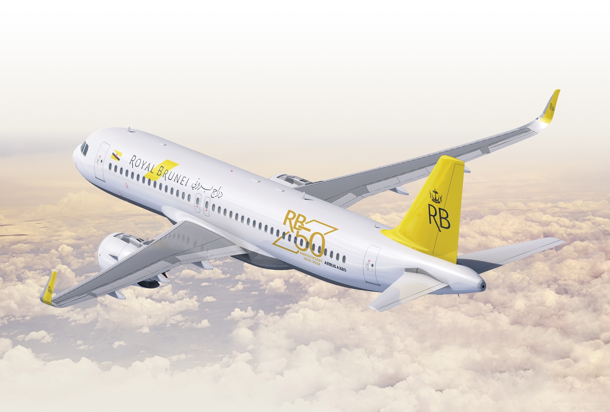 Rendering of the Royal Brunei A320neo, before the satellite antenna is installed