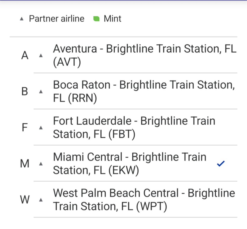 List of five stations in the app