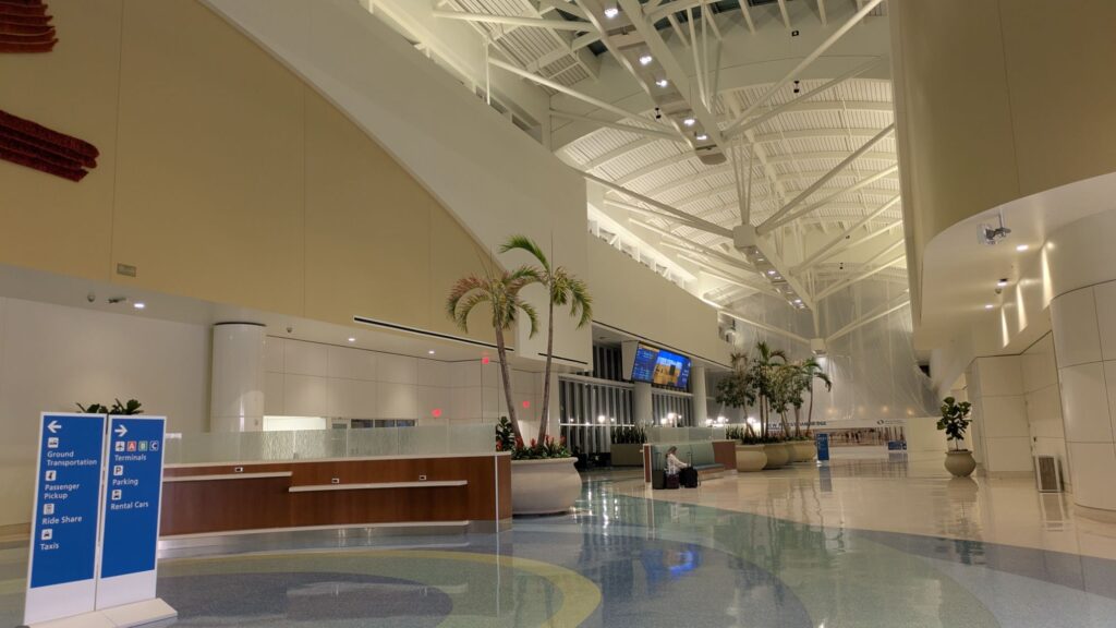 High ceilings and wide open areas of a terminal.
