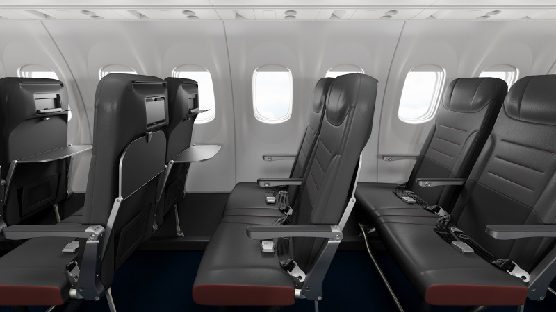 Grey airplane seats