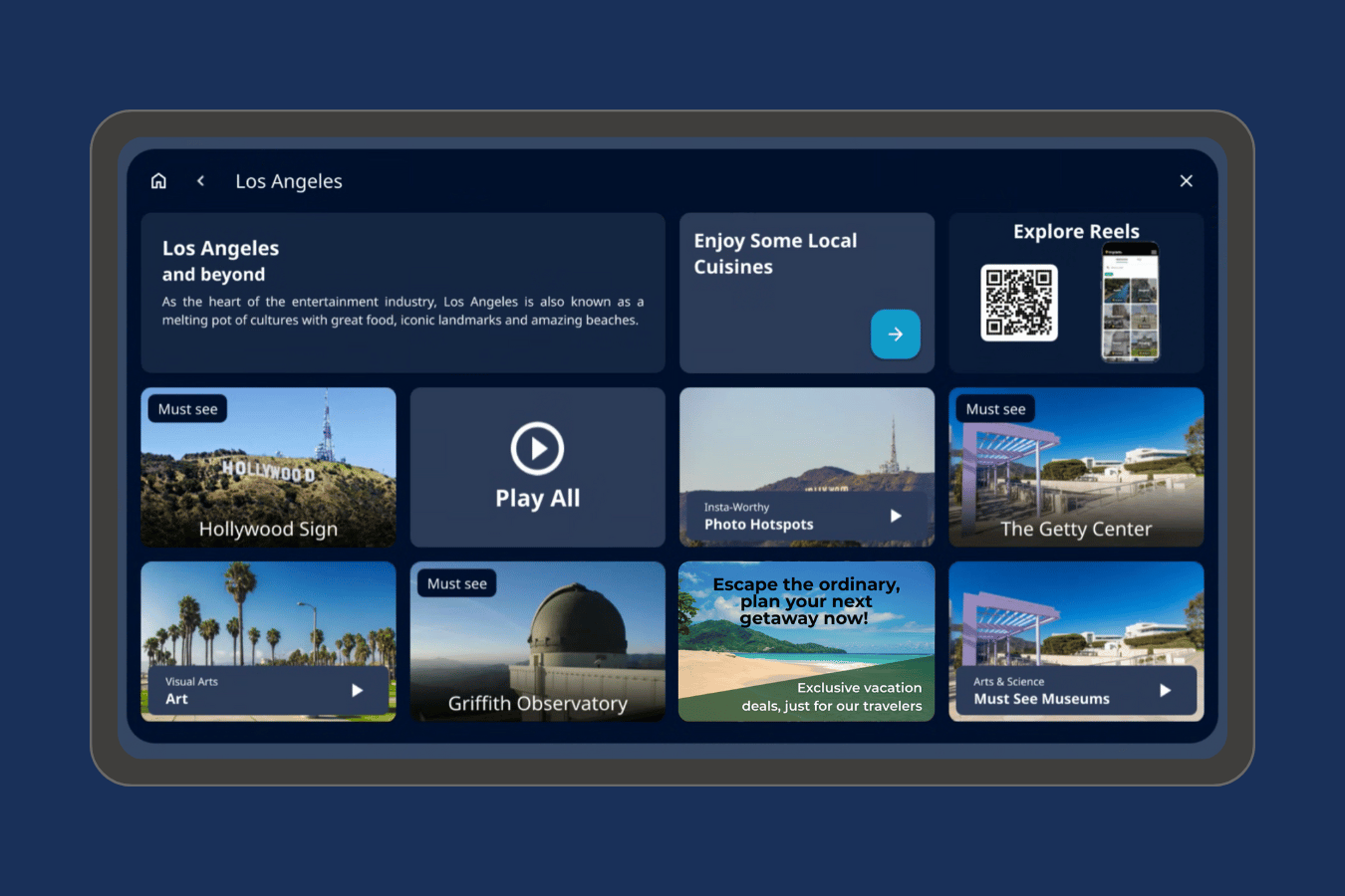 content tiles on an ife screen