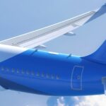Mostly blue airplane with a tiny ESA installed